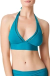 Bleu By Rod Beattie Behind The Seams Halter Bikini Top In Deep Water