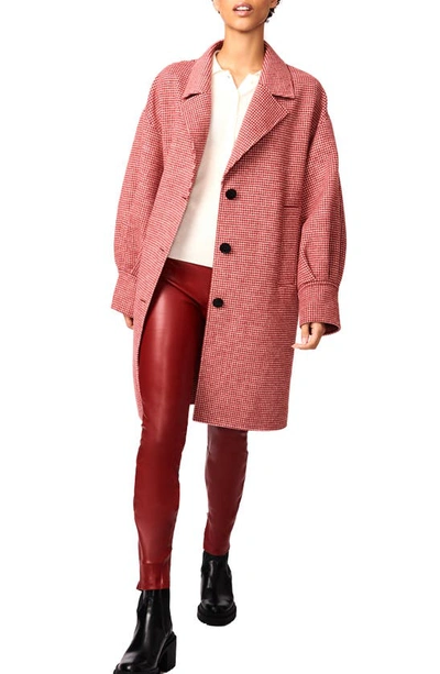 Bernardo Houndstooth Check Wool Blend Coat In Nocolor