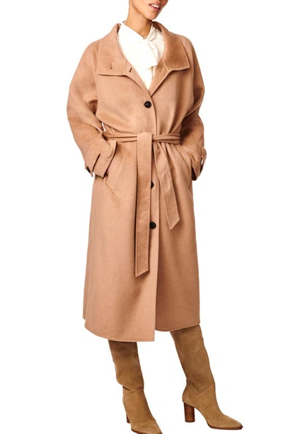 Bernardo Longline Double Face Wool Blend Coat In Camel