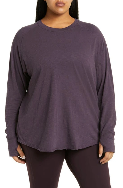 Zella Relaxed Washed Long Sleeve T-shirt In Purple Nebula