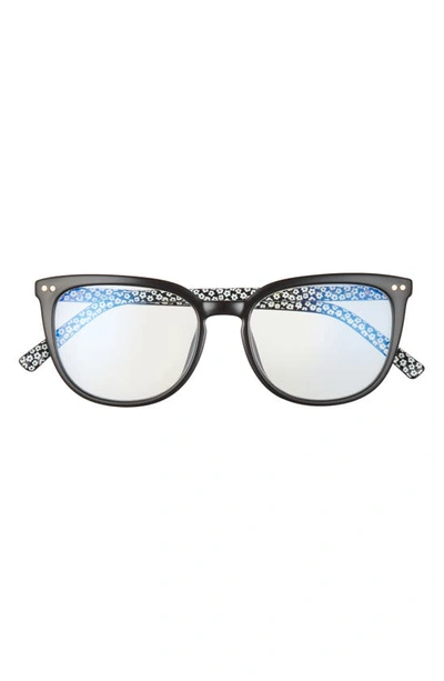 Kate Spade Albi Blue Block 52mm Square Eyeglasses In Black/ Clear