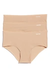 Calvin Klein Invisibles Hipster 3-pack In Light Caramel