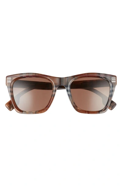 Burberry 52mm Square Sunglasses In Brown Check/ Dark Brown