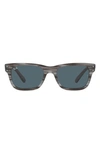 Ray Ban 55mm Rectangular Sunglasses In Striped Gray/ Blue