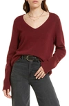 Treasure & Bond V-neck Sweater In Red Syrah Heather