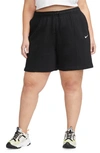 Nike Sportswear Essential Women's Fleece High-rise Shorts In Black,white