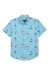 Nordstrom Kids' Tilden Print Short Sleeve Cotton Button-down Shirt In Blue Cabana Surfboards