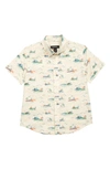Nordstrom Kids' Tilden Print Short Sleeve Cotton Button-down Shirt In Ivory Coastal Toile