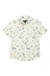 Nordstrom Kids' Tilden Print Short Sleeve Cotton Button-down Shirt In Ivory Pristine Foliage