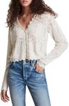 Allsaints Womens Chalk White Vanessa Lace-embroidered Knitted Cardigan Xs In Chalk White