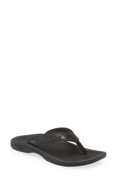 Olukai Ohana Flip Flop In Black/ Orchid