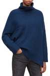 Allsaints Lock Mock Neck Sweater In Delphinium/ Black