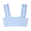 EPHEMERA SKY GINGHAM RUFFLE TOP