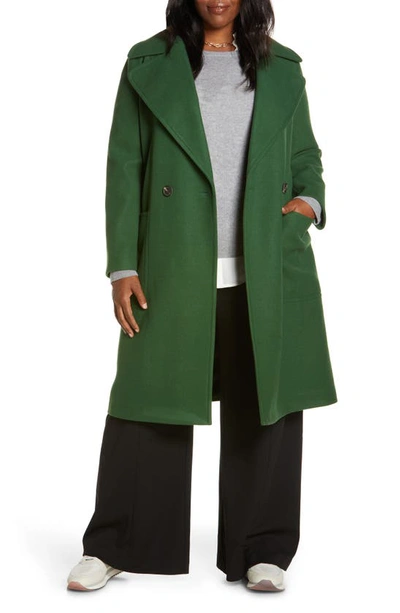 Halogen Double Breasted Coat In Green Bright
