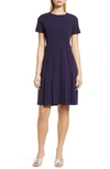 Tahari Asl Fit & Flare Stretch Crepe Dress In Navy