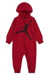 Jordan Babies' Jumpman Hooded Cotton Blend Romper In Gym Red