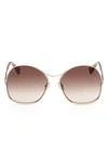 Max Mara 60mm Geometric Sunglasses In Gold / Gradient Brown