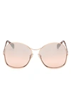 Max Mara 60mm Geometric Sunglasses In Gold/ Other / Brown Mirror