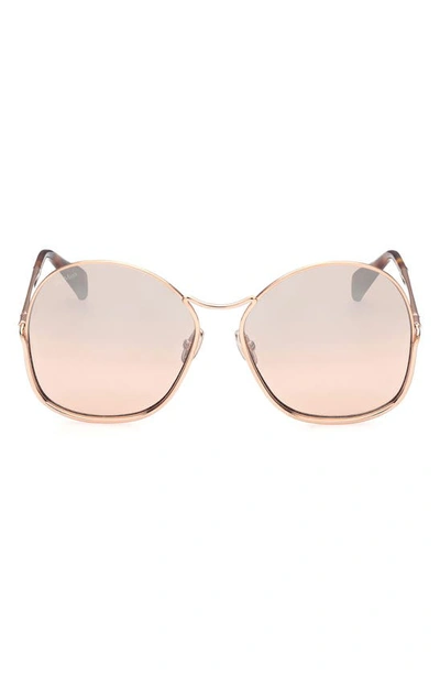 Max Mara 60mm Geometric Sunglasses In Gold/ Other / Brown Mirror