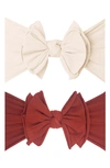 Baby Bling Babies' 2-pack Fab-bow-lous Headbands In Oatmeal / Sienna