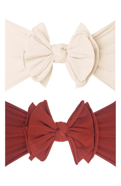 Baby Bling Babies' 2-pack Fab-bow-lous Headbands In Oatmeal / Sienna