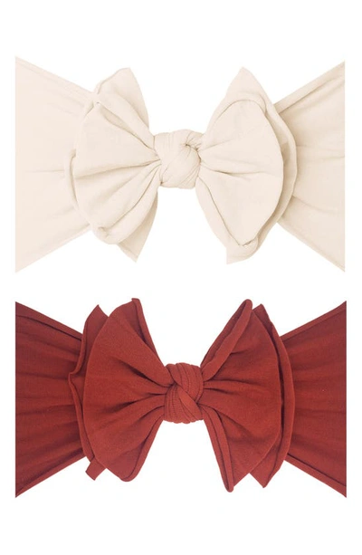 Baby Bling 2-pack Fab-bow-lous Headbands In Oatmeal / Sienna