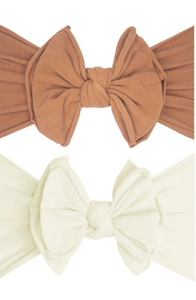 Baby Bling Babies' 2-pack Fab-bow-lous Headbands In Rose Gold / Ivory