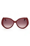 Max Mara 59mm Gradient Geometric Sunglasses In Shiny Red / Gradient Brown