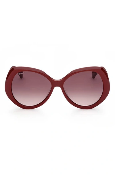 Max Mara 59mm Gradient Geometric Sunglasses In Shiny Red / Gradient Brown