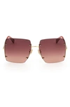 Max Mara 60mm Geometric Sunglasses In Matte Deep Gold / Brown