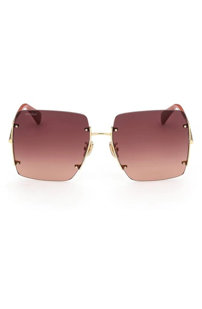 Max Mara 60mm Geometric Sunglasses In Matte Deep Gold / Brown