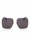 Max Mara 60mm Geometric Sunglasses In Gold / Smoke