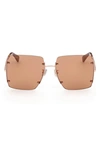 Max Mara 60mm Geometric Sunglasses In Matte Rose Gold / Brown Mirror