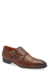 Santoni Beginner Double Buckle Leather Loafers In Brown