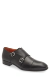 Santoni Beginner Double Monk Strap Shoe In Black