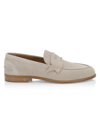 Christian Louboutin Suede Penny Loafers In Sasso