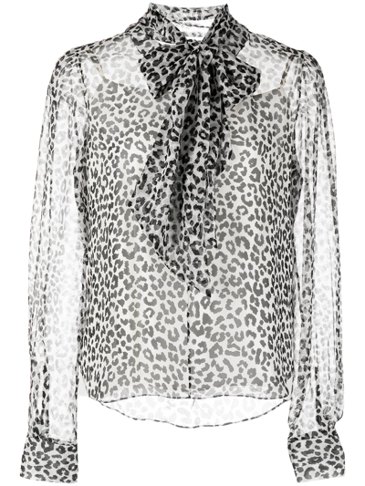 Adam Lippes Leopard-print Pussybow Blouse In Multi