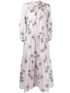 ADAM LIPPES 玫瑰印花超长弹性缩褶连衣裙