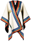 La Doublej Graphic-print Poncho In Neutrals