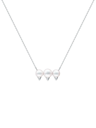 Tasaki 18kt White Gold Collection Line Danger Neo Diamond Pavé Necklace In Silver