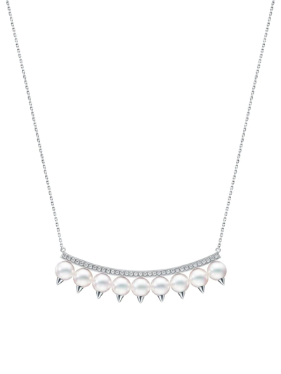 Tasaki 18kt White Gold Collection Line Danger Plus Diamond Pavé Necklace In Silver
