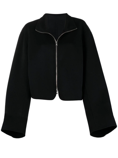 Filippa K Wool-cashmere Zip-up Jacket In Black  