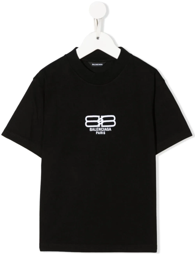 Balenciaga Bb Paris Icon Cotton T-shirt In Black