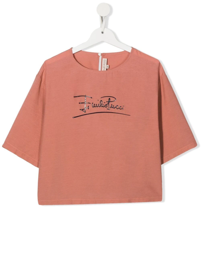 Emilio Pucci Junior Kids' Logo-print Half-sleeved T-shirt In Pink