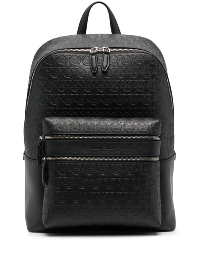 Ferragamo Leather Logo-embossed Backpack In Schwarz