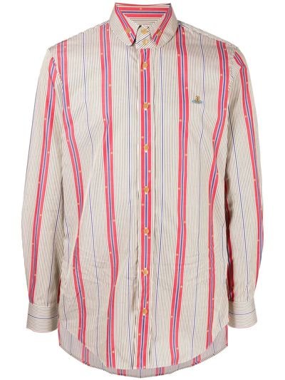 Vivienne Westwood All-over Print Button-down Shirt In Braun