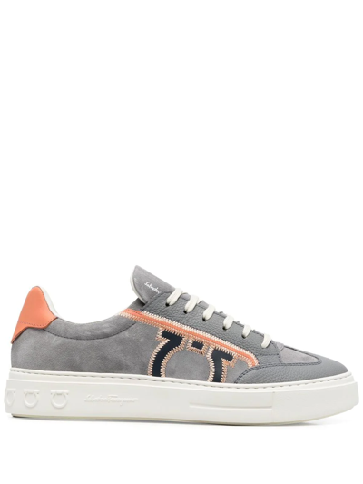 Ferragamo Suede Low-top Sneakers In Grey