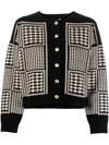 SANDRO HOUNDSTOOTH BUTTON-UP CARDIGAN
