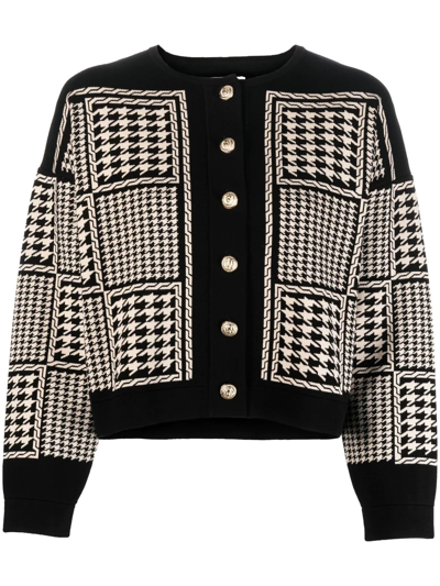 Sandro Houndstooth Button-up Cardigan In Black