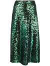 Vince Sequin A-line Midi Skirt In Green